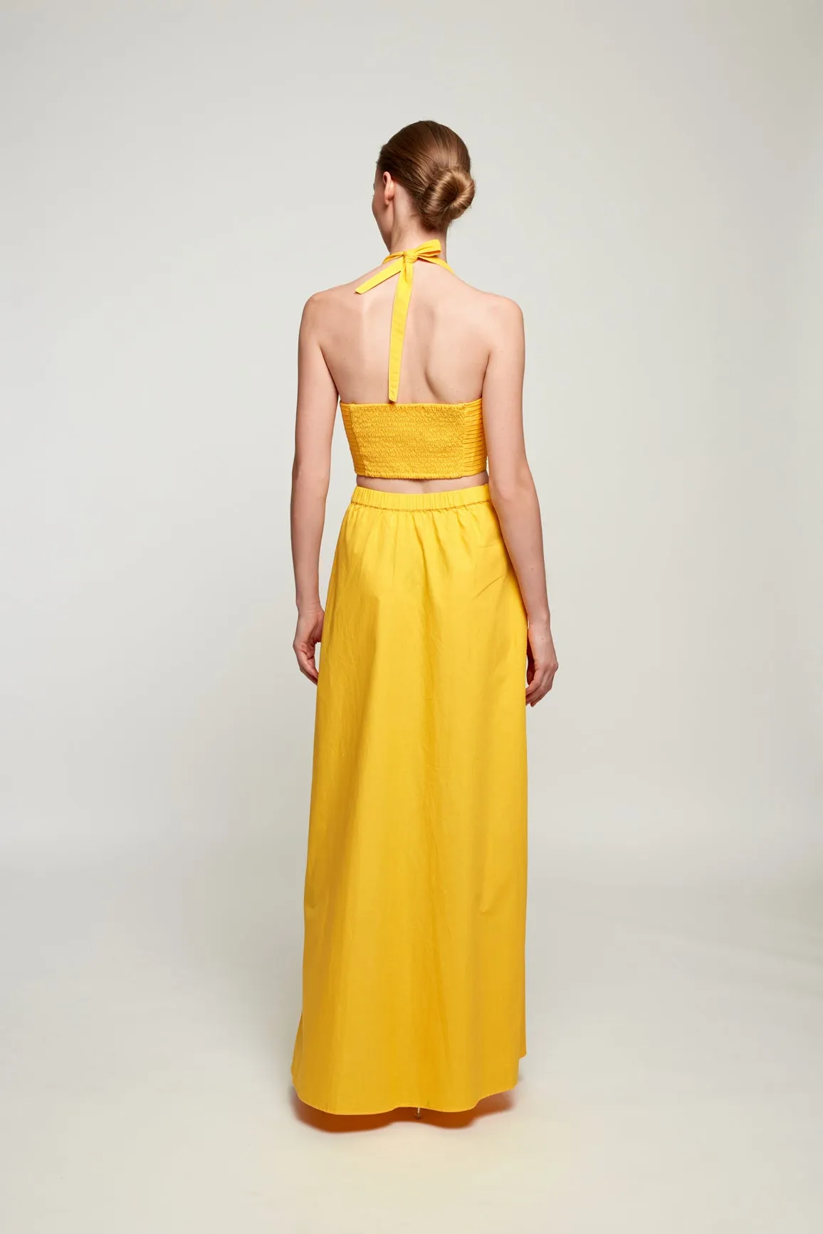 Textured Halter Crop | Tie Up Wrap Skirt