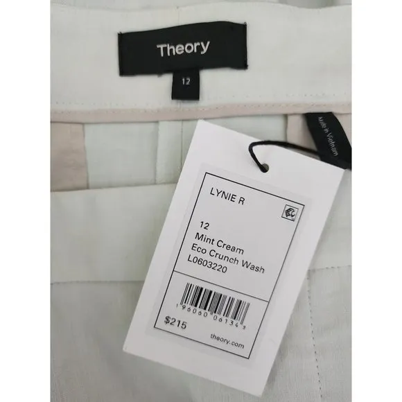 Theory New NWT Lynie R Mint Green Linen Blend Stretch Shorts 12