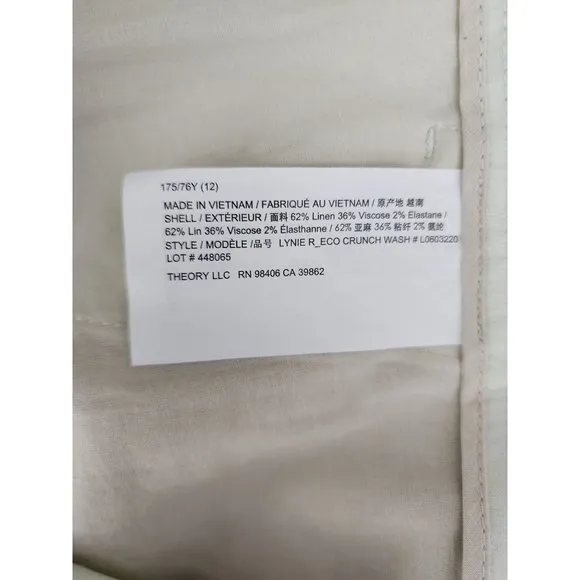 Theory New NWT Lynie R Mint Green Linen Blend Stretch Shorts 12