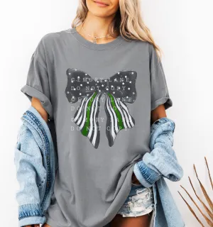 Thin Green Line Coquette Bow © Comfort Colors Tee  // FINAL SALE
