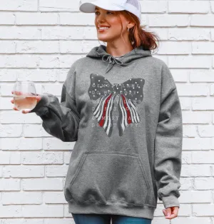 Thin Red Line Coquette Bow © Unisex Crewneck Hoodie // FINAL SALE