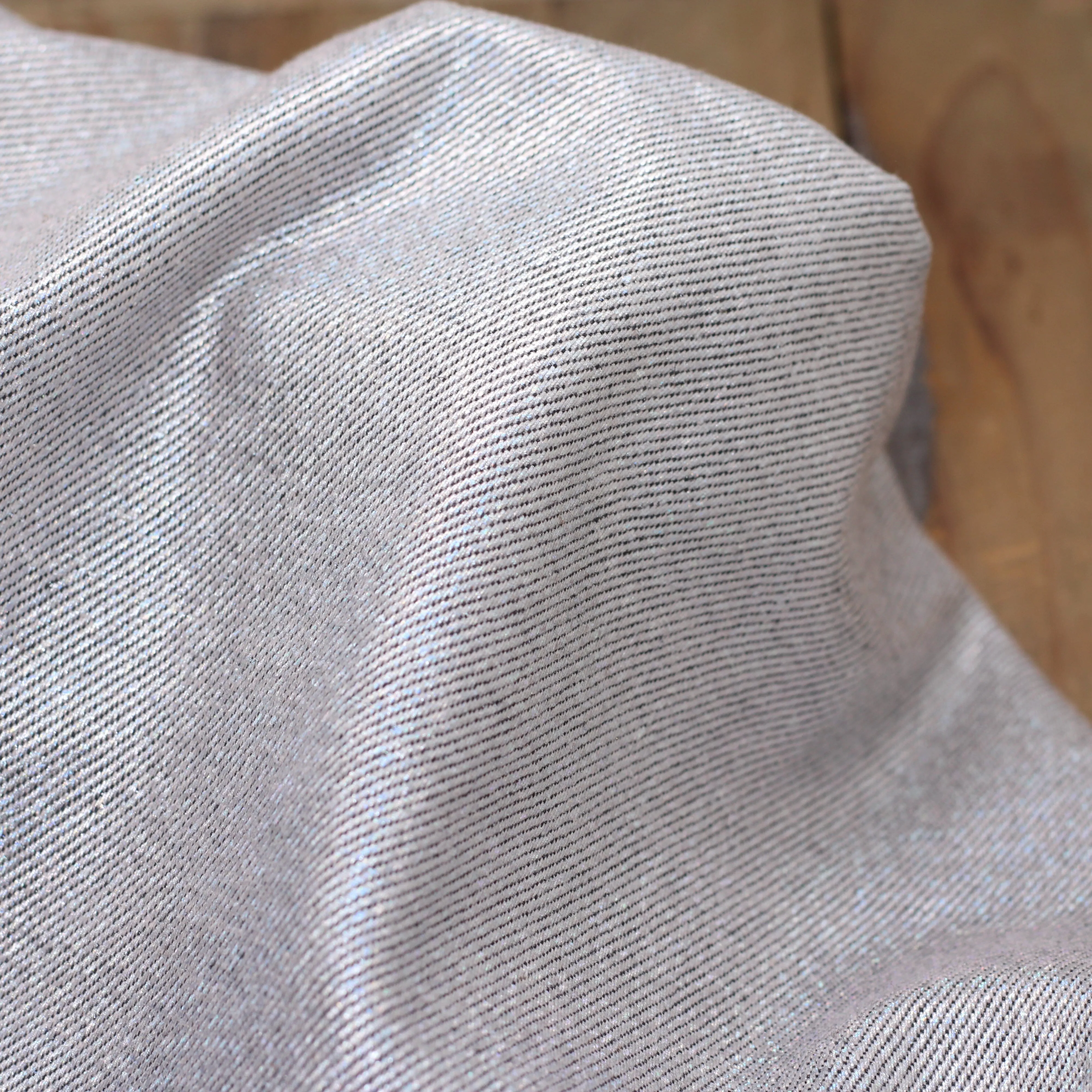 Tissu Jean - Gris clair irisé Argent (Vendu x10cm)