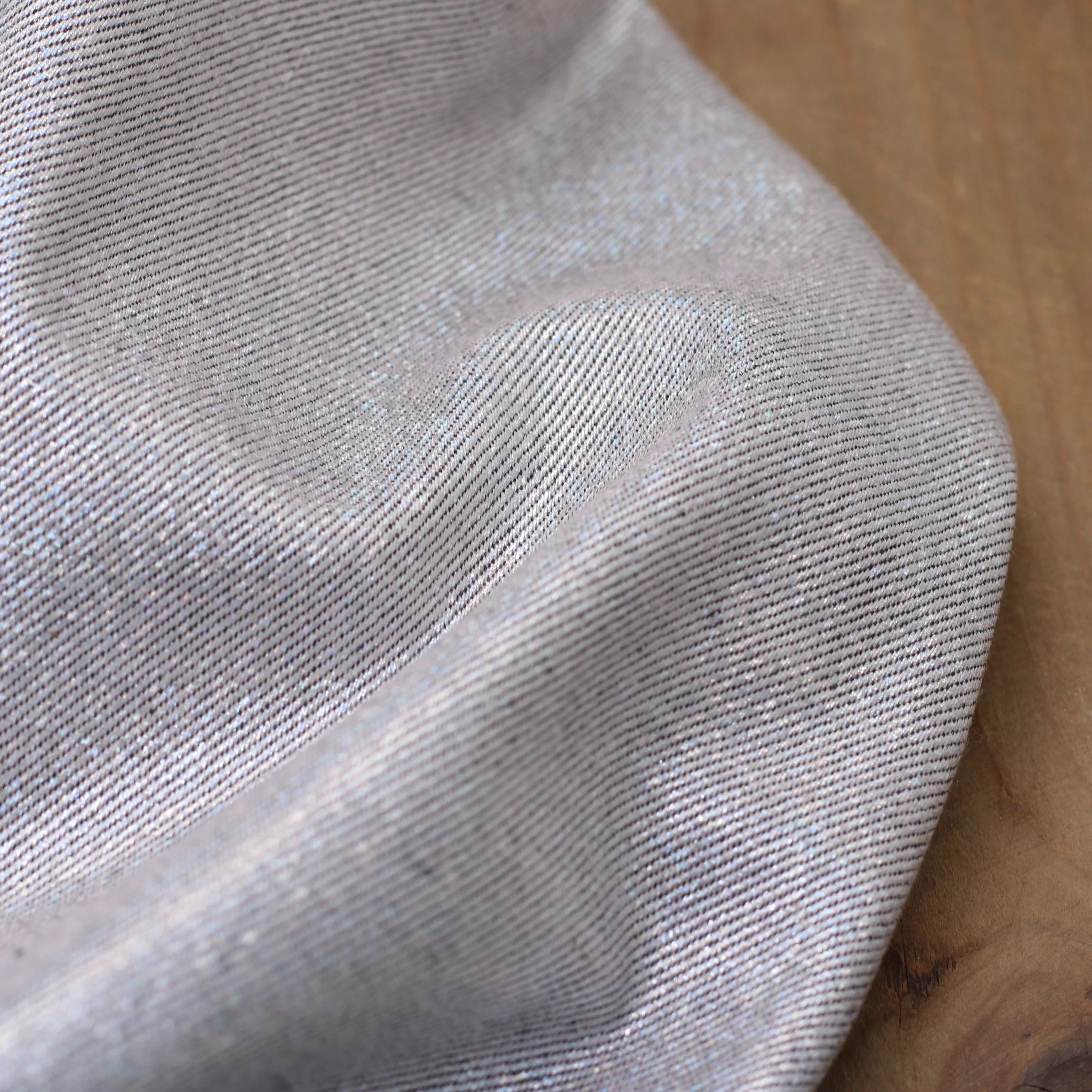 Tissu Jean - Gris clair irisé Argent (Vendu x10cm)