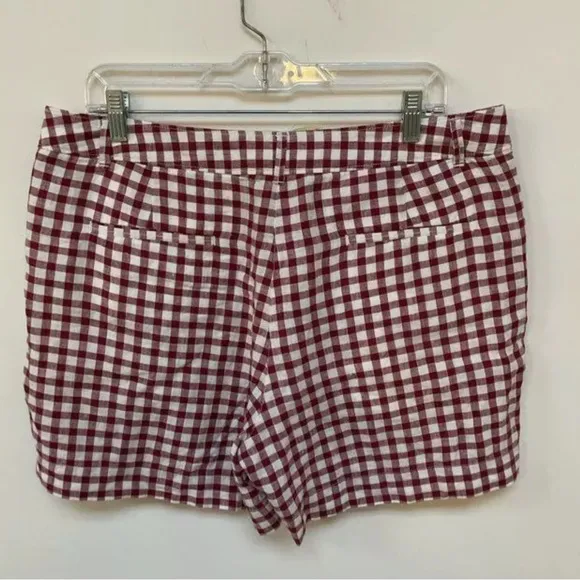 Tommy Bahama 100% Linen Shorts Gingham Red White Plaid Womens Size 12 Beach NWT