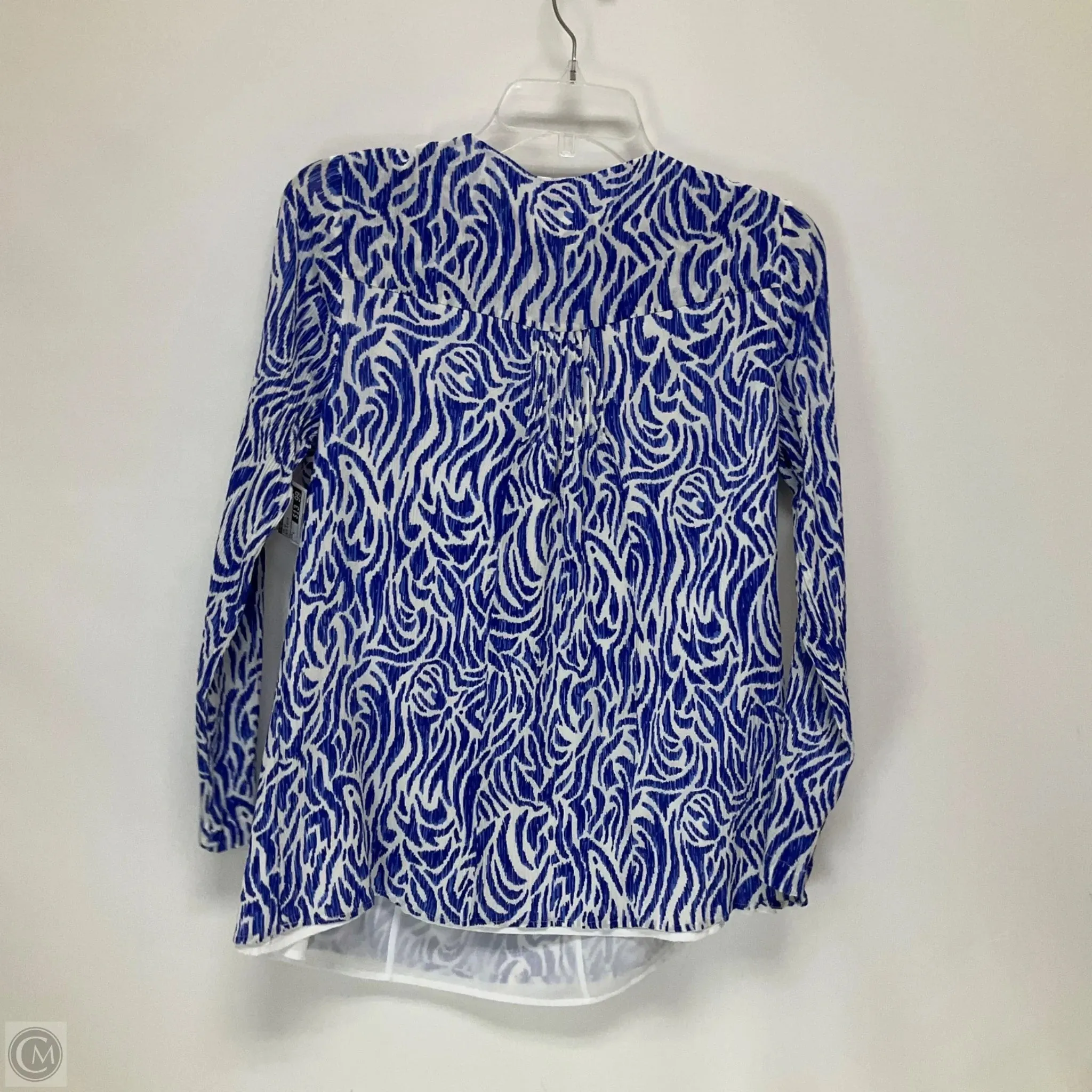 Top Long Sleeve By Vineyard Vines In Blue & White, Size: L