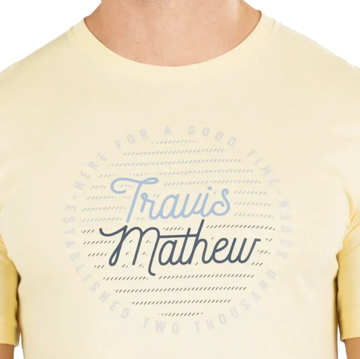TRAVIS MATHEW CHEERS MY DEARS T-SHIRT - HEATHER SUNLIGHT