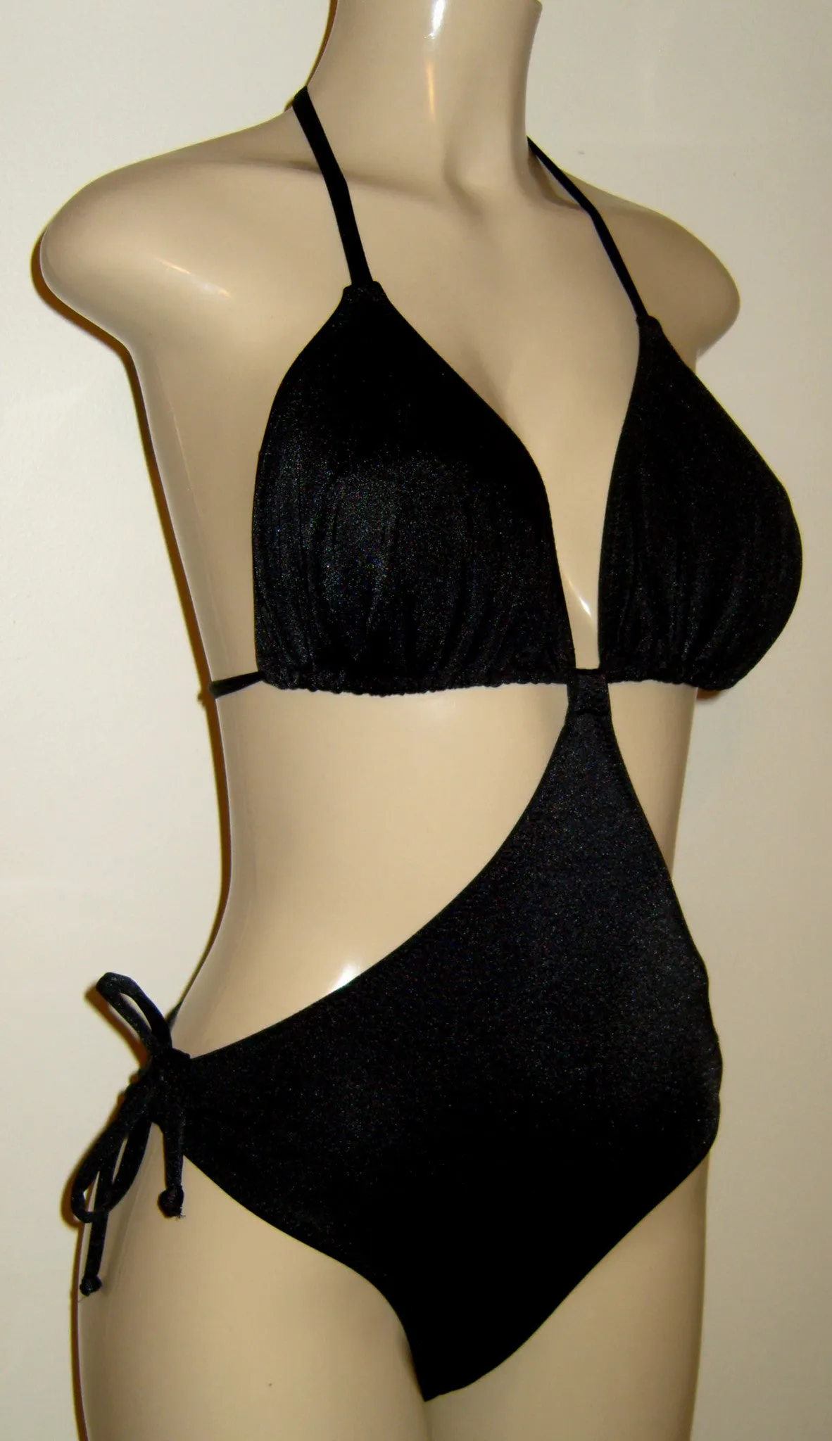 Triangle Top Monokini Swimsuits Tie Halter Neck Tie Back