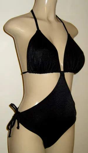 Triangle Top Monokini Swimsuits Tie Halter Neck Tie Back