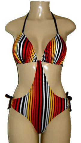 Triangle Top Monokini Swimsuits Tie Halter Neck Tie Back