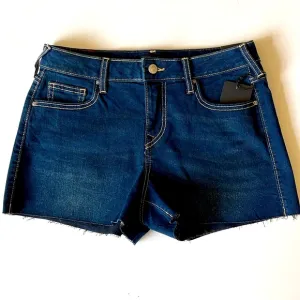 True Religion, Women's Dark Blue Jennie Mid Rise Raw Hem Jean Shorts Sz 29
