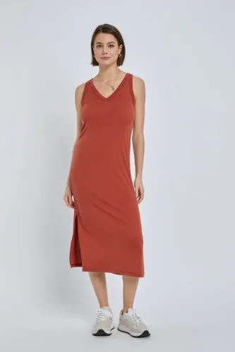 V Neck Midi T Shirt Dress