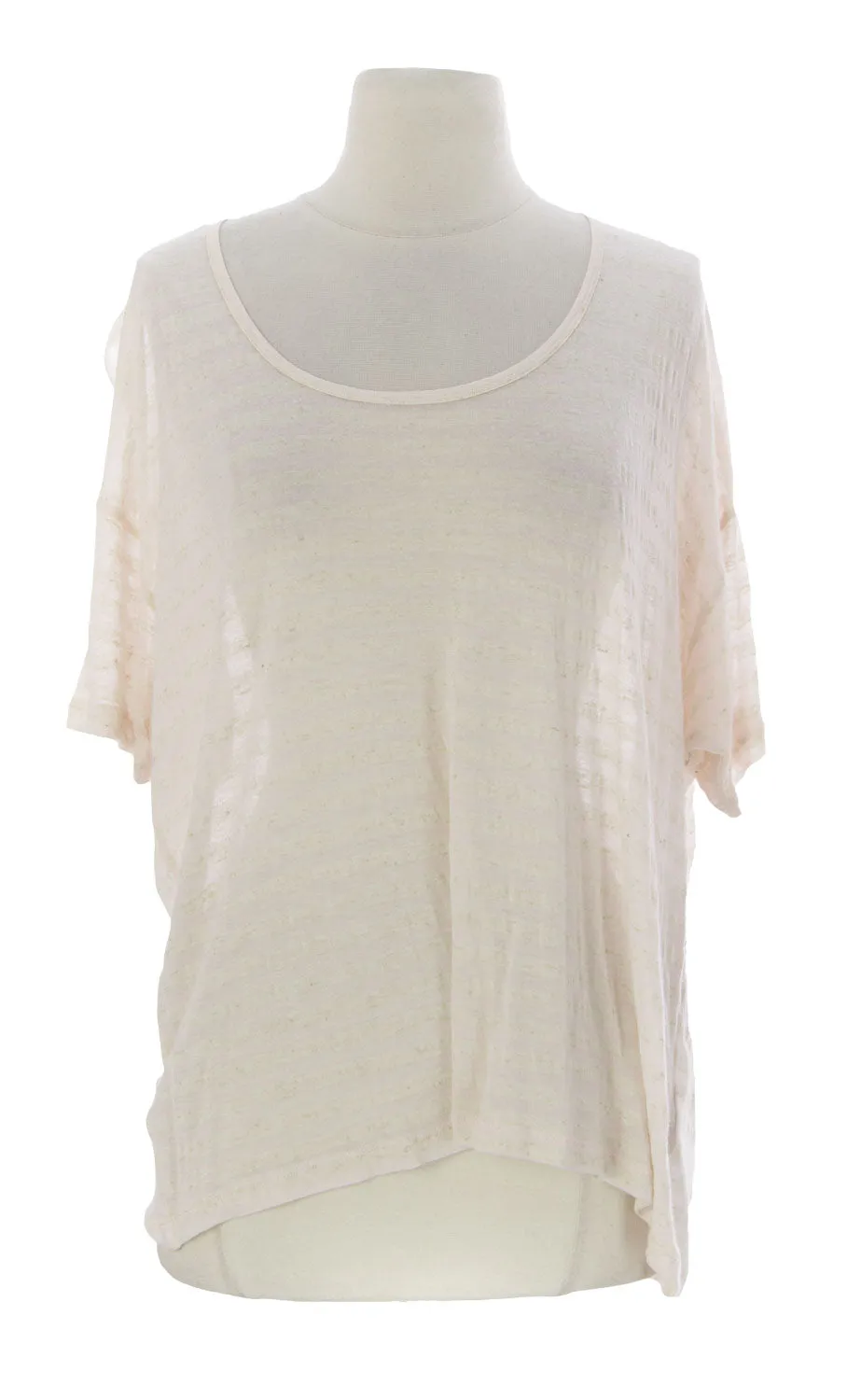 VELVET by Graham & Spencer Women's Beige/Pink Striped Short Sleeve Top $88 NEW