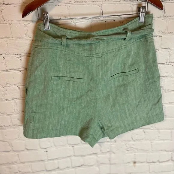 Veronica Beard Borneo Tie-Waist Linen Shorts Size 10