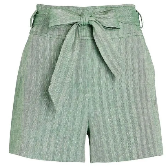 Veronica Beard Borneo Tie-Waist Linen Shorts Size 10