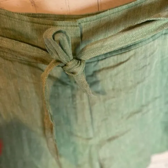 Veronica Beard Borneo Tie-Waist Linen Shorts Size 10