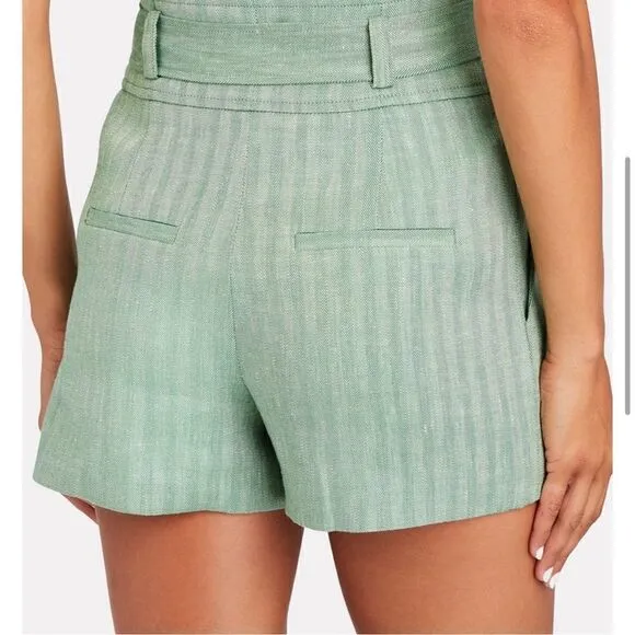 Veronica Beard Borneo Tie-Waist Linen Shorts Size 10