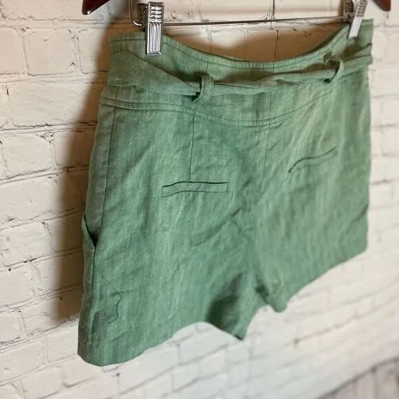 Veronica Beard Borneo Tie-Waist Linen Shorts Size 10