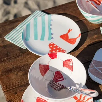 Vietri Riviera Red Bikini Salad Plate