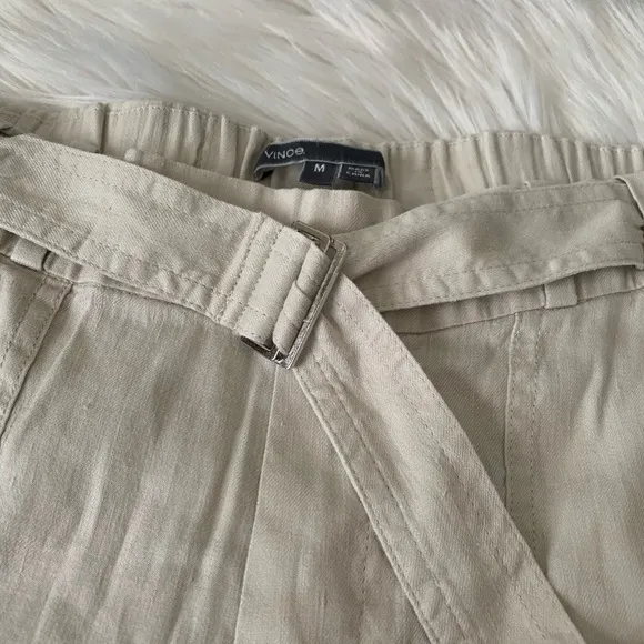 Vince Belted Linen Shorts M
