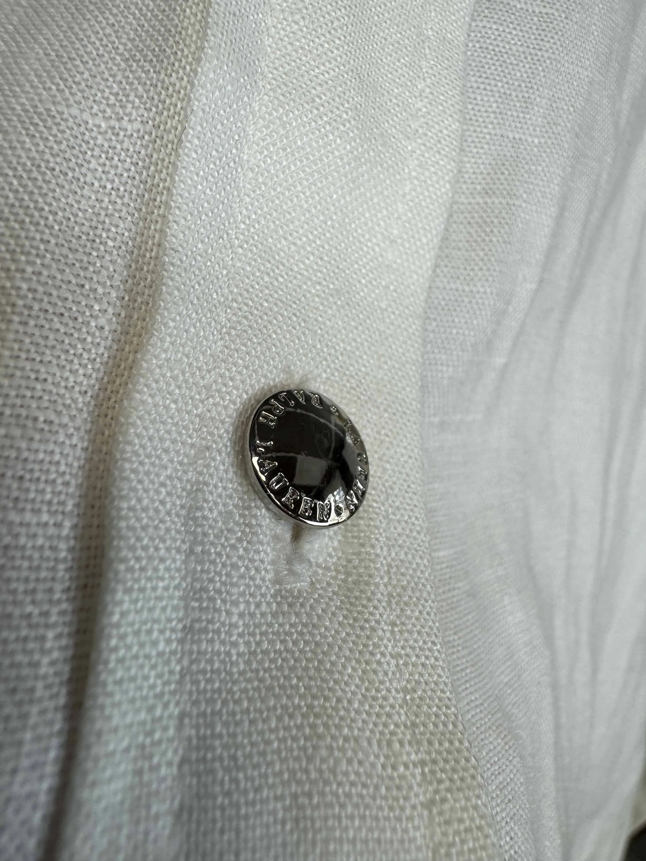 Vintage Lauren Ralph Lauren White Linen Blouse - Size L