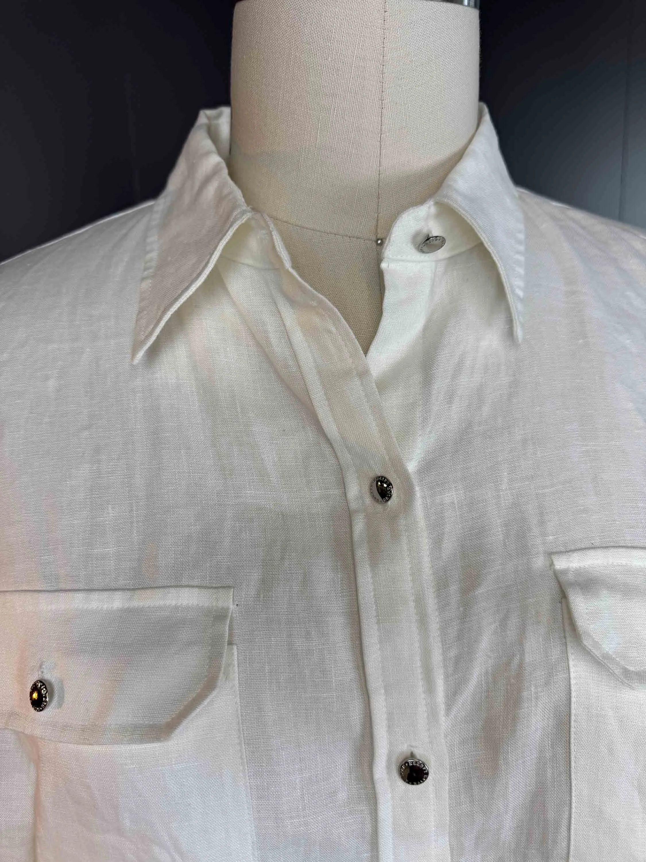 Vintage Lauren Ralph Lauren White Linen Blouse - Size L