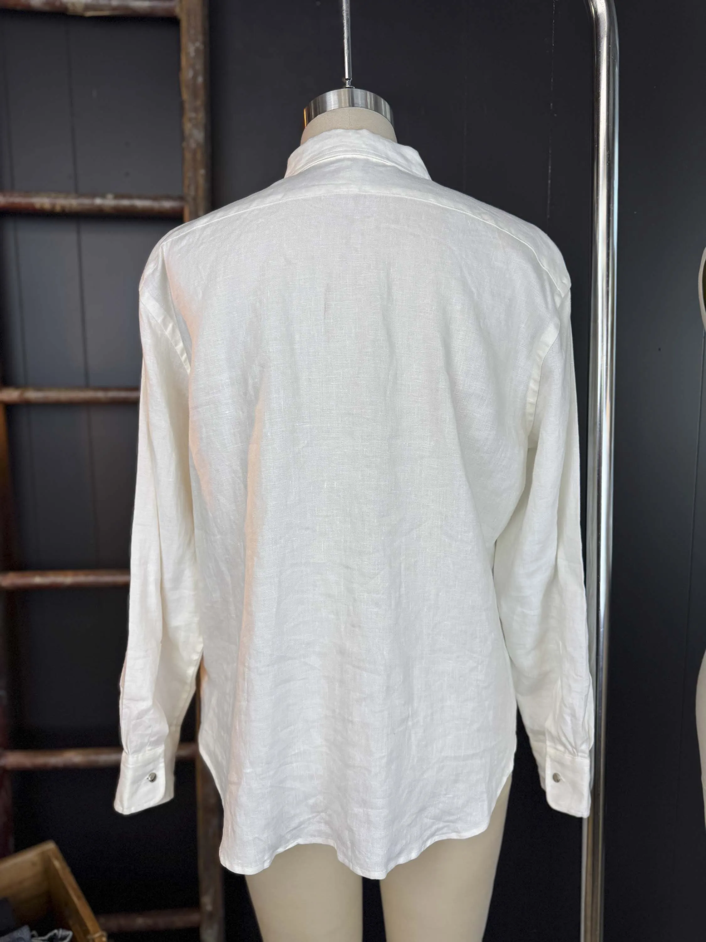 Vintage Lauren Ralph Lauren White Linen Blouse - Size L