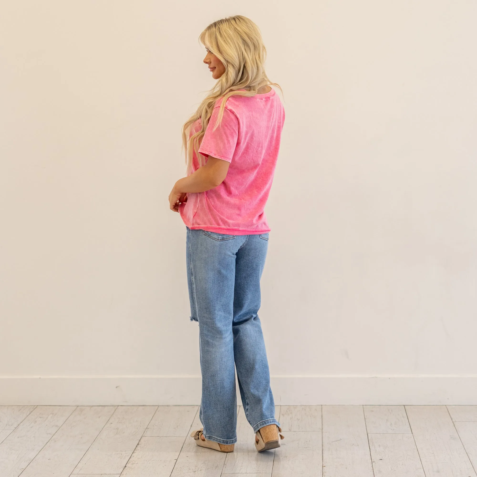 Washed Short Sleeve V-Neck T-Shirt Regular & Plus Sizes