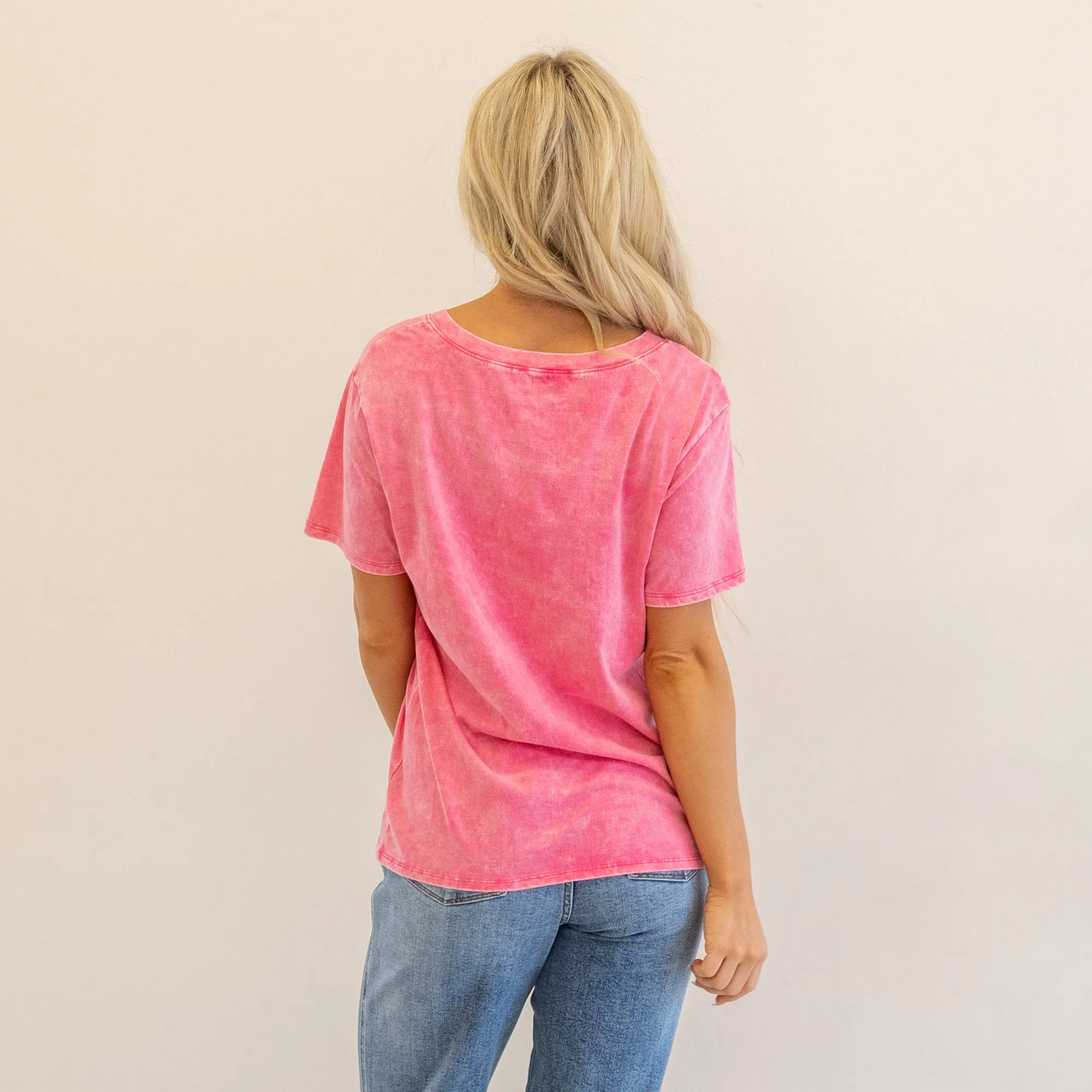 Washed Short Sleeve V-Neck T-Shirt Regular & Plus Sizes