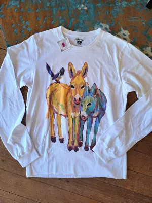 Watercolor Donkey Long Sleeve Shirt - WS