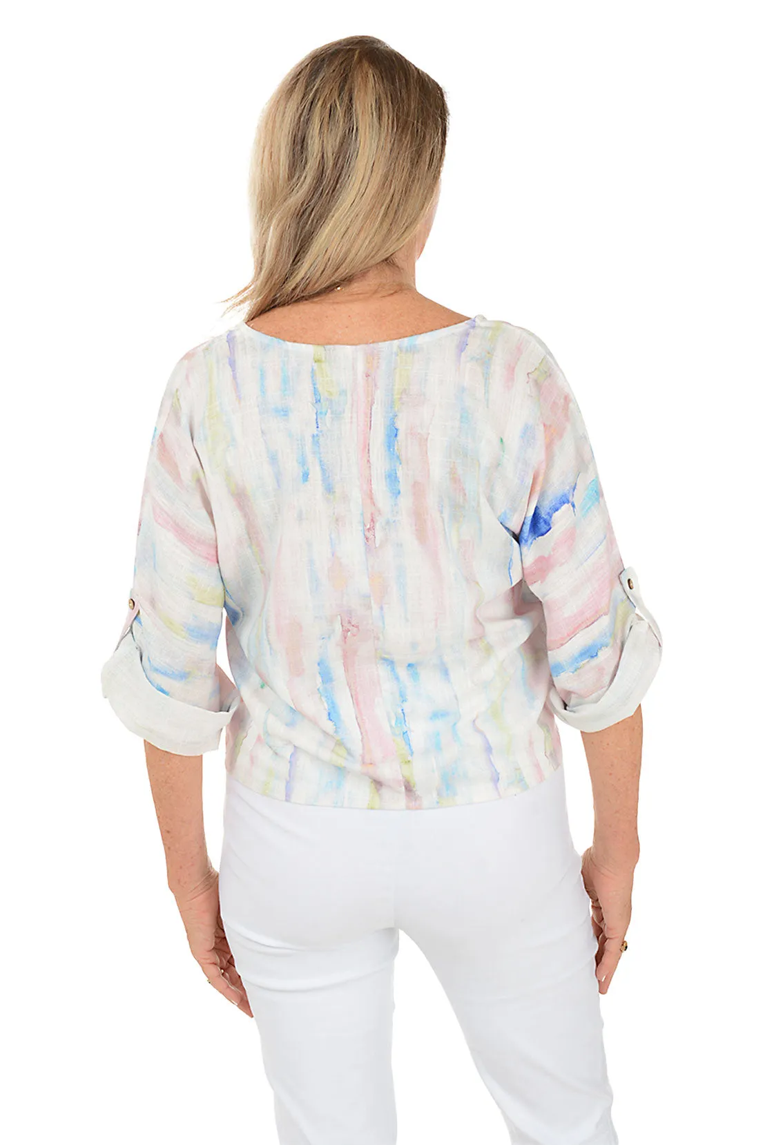 Watercolor Tie-Front Blouse