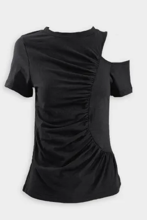 Wave Tee Top in Washed Black