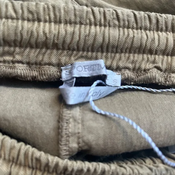 Weekend Max Mara Khaki Green Baloon Drawsting Cargo Casual Jewel Pockets Shorts