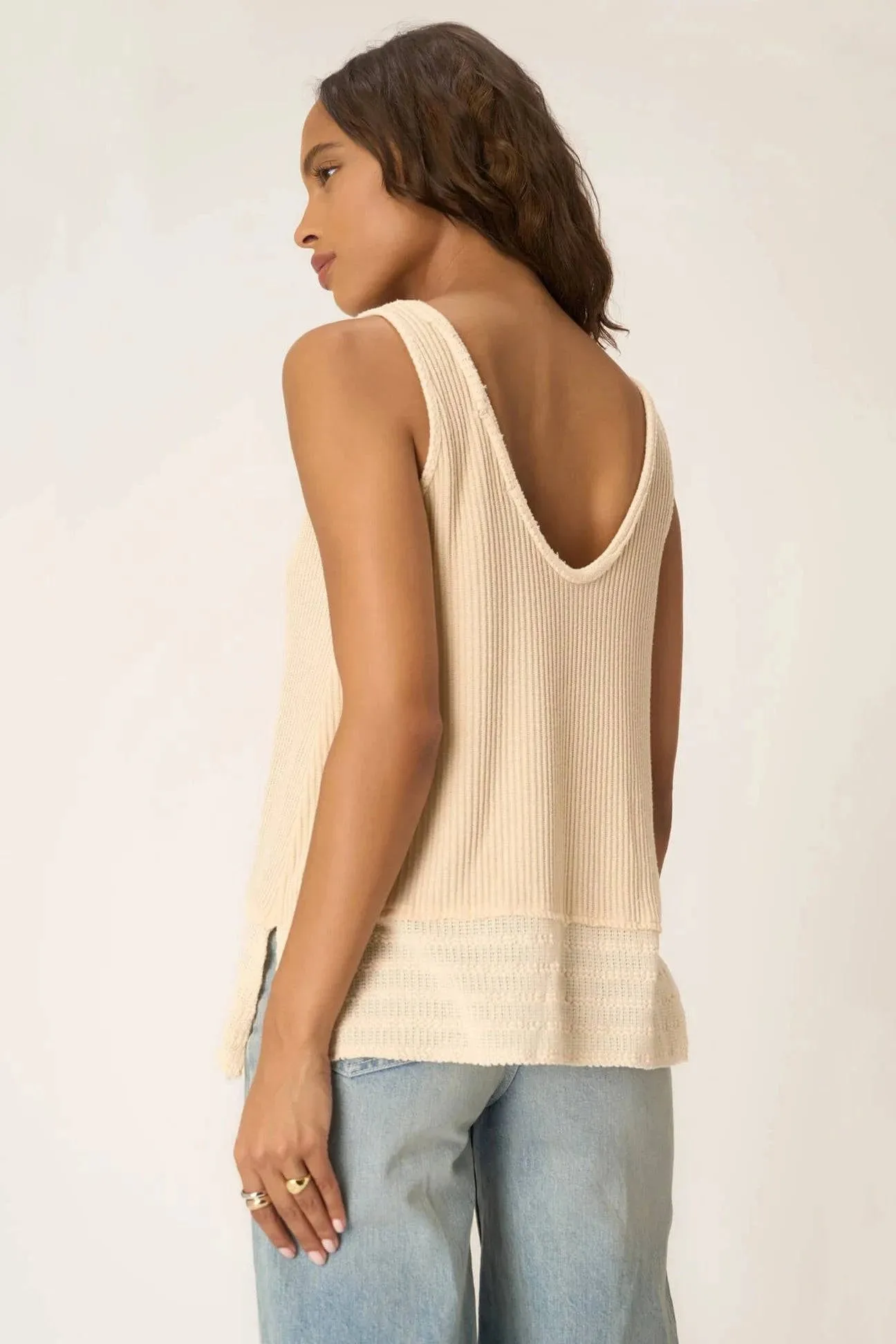 Weekend Vibes Sweater Rib Tank by Project Social T | Chalk