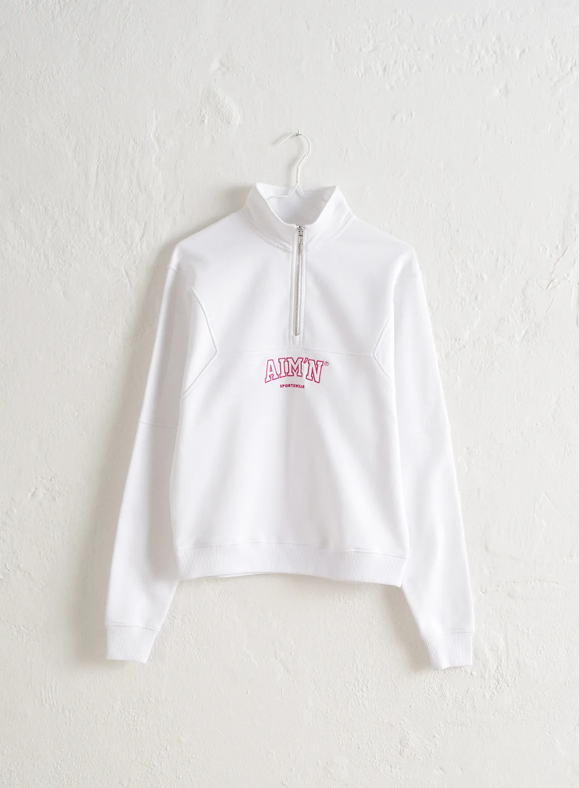 White College Sweat Half Zip