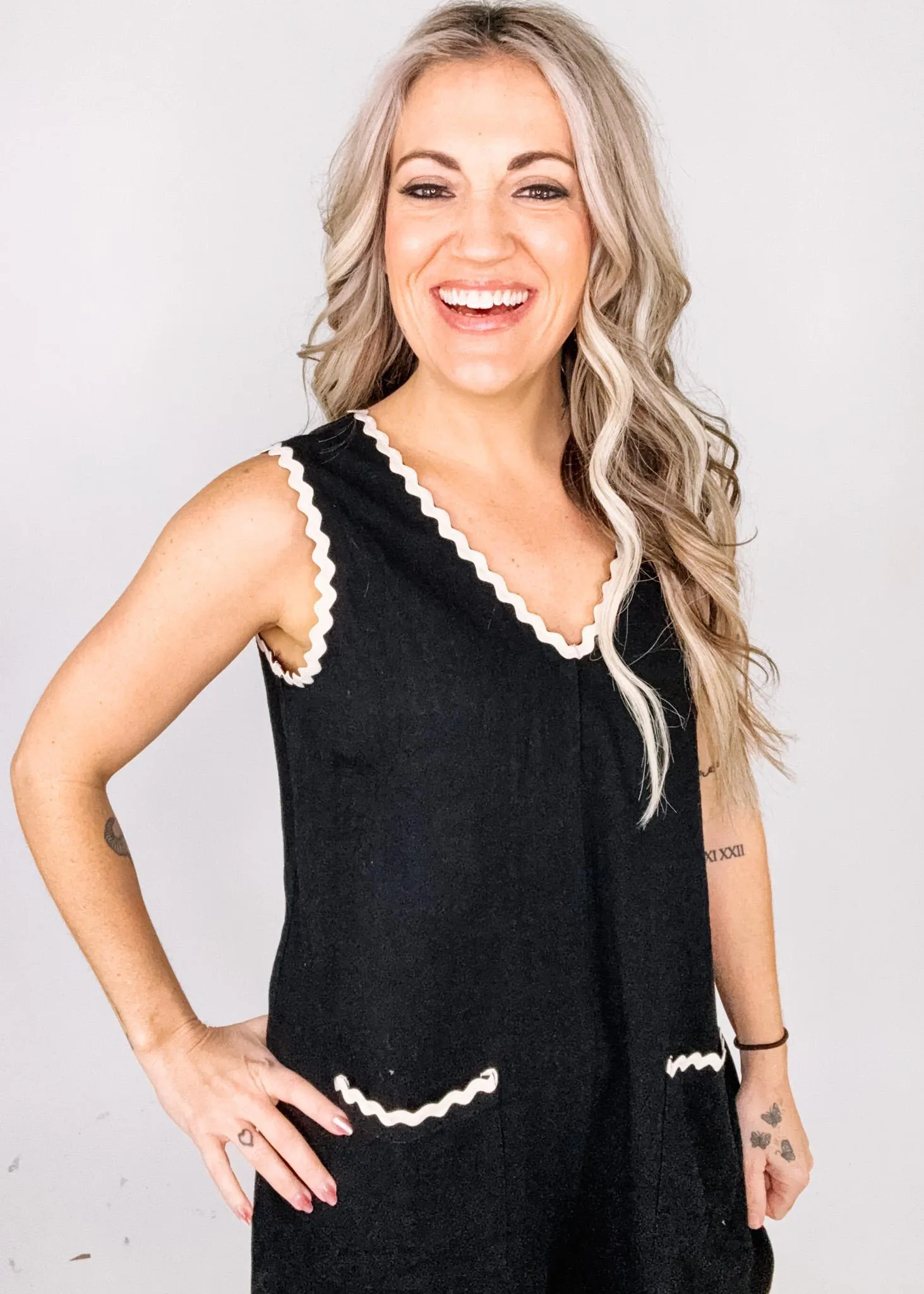 White Trim Black Romper