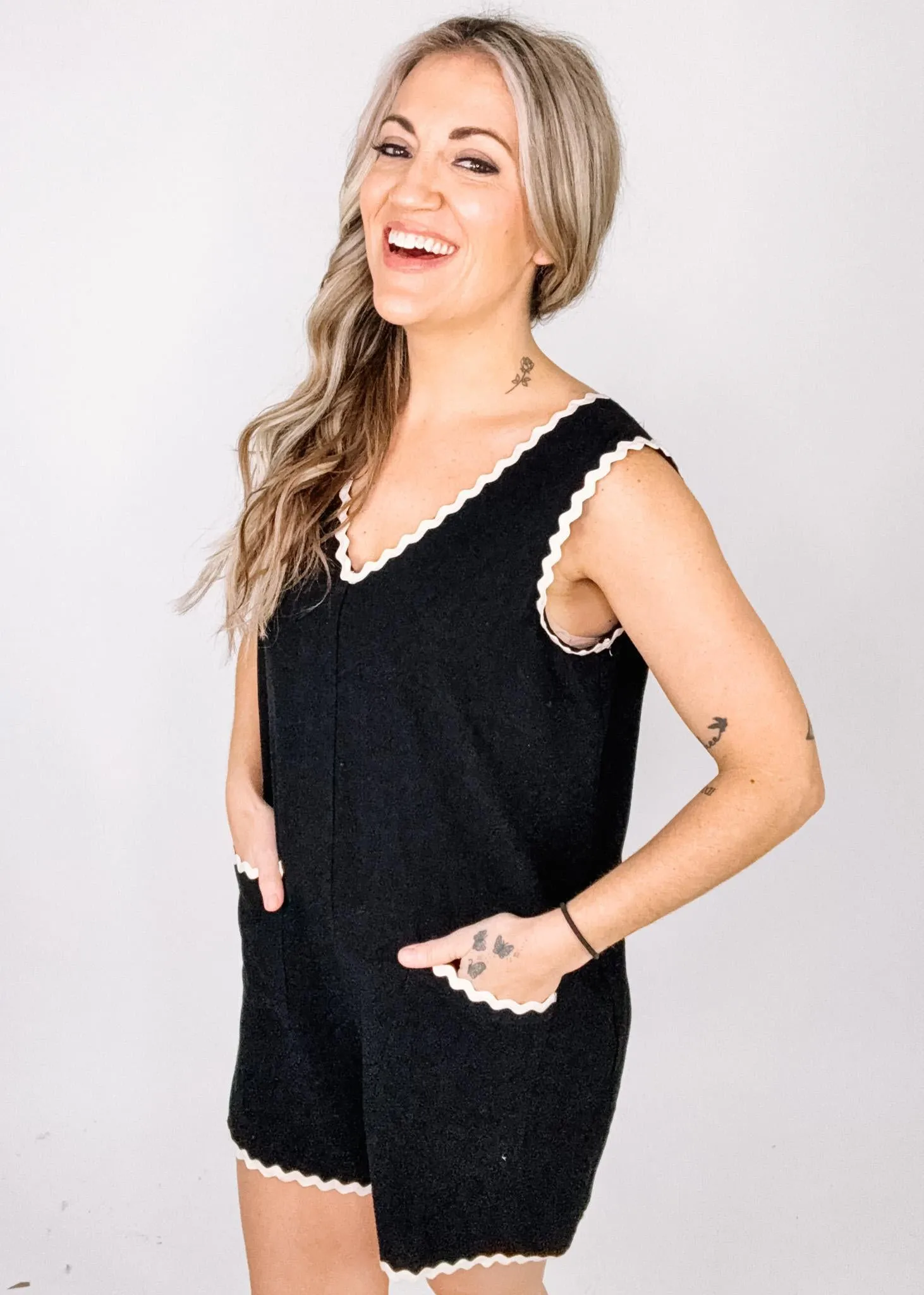White Trim Black Romper