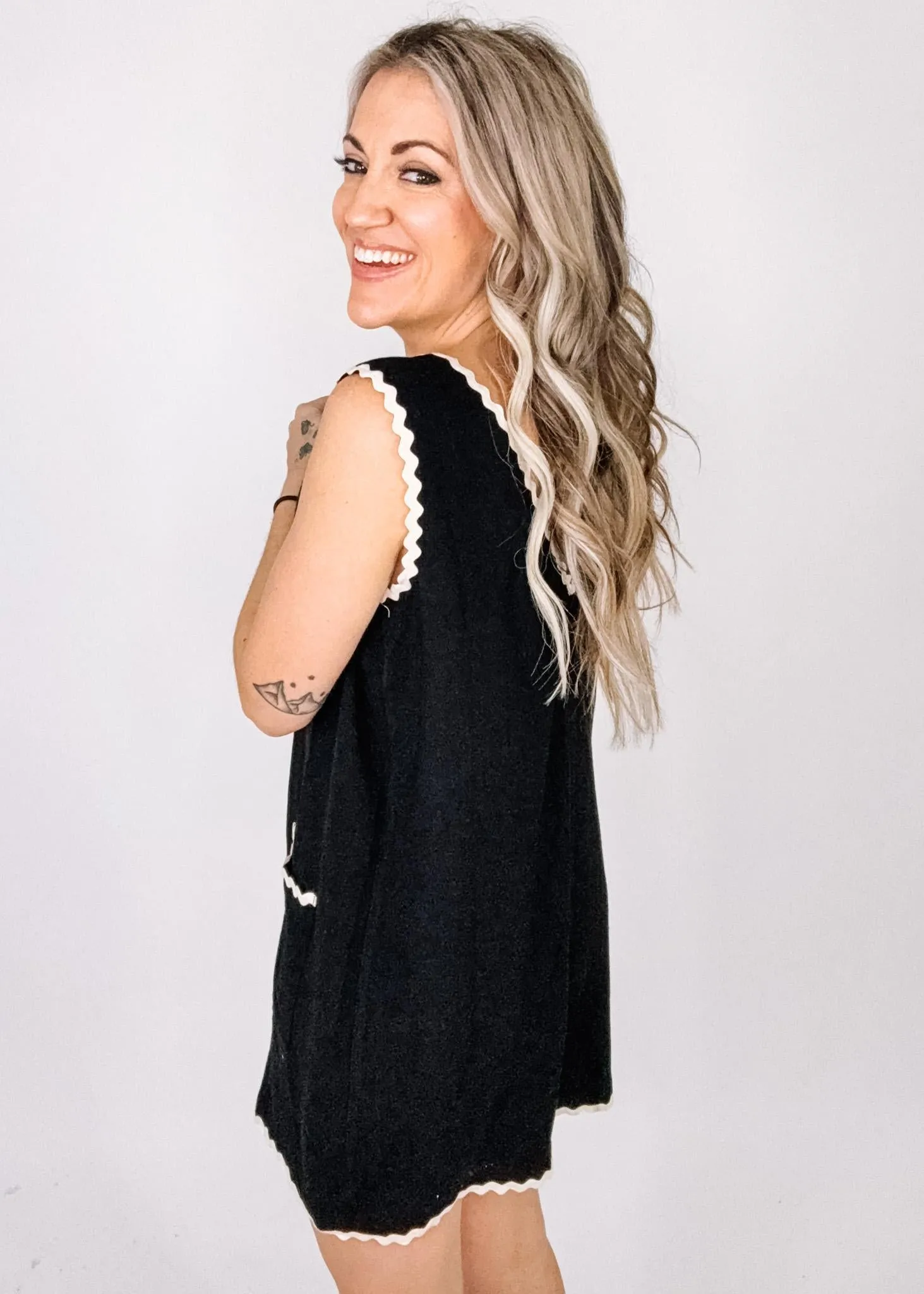 White Trim Black Romper