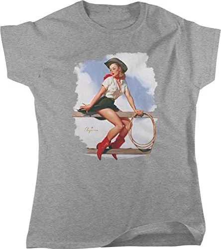Women Brand Famous Clothing Funny Short Sleeve Cotton T-Shirts Pin-Up Cowgirl, Hi Ho Silver Custom T Shirts Online