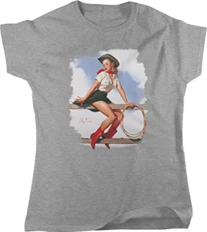 Women Brand Famous Clothing Funny Short Sleeve Cotton T-Shirts Pin-Up Cowgirl, Hi Ho Silver Custom T Shirts Online