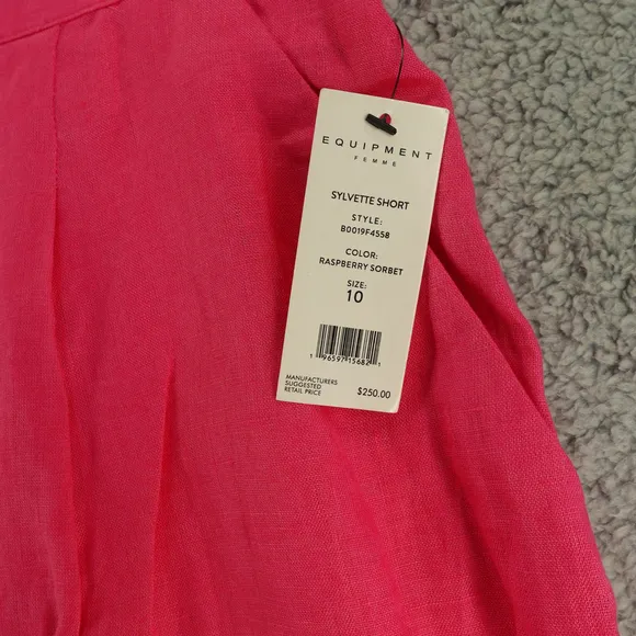Women's Equipment Sylvette Linen Shorts Pink Size 10 NWT