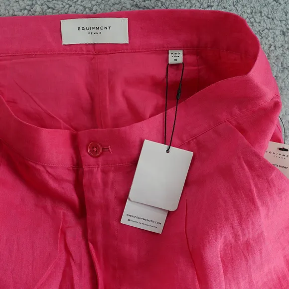 Women's Equipment Sylvette Linen Shorts Pink Size 10 NWT