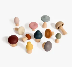 Wood   Silicone Mushroom Sorting Set