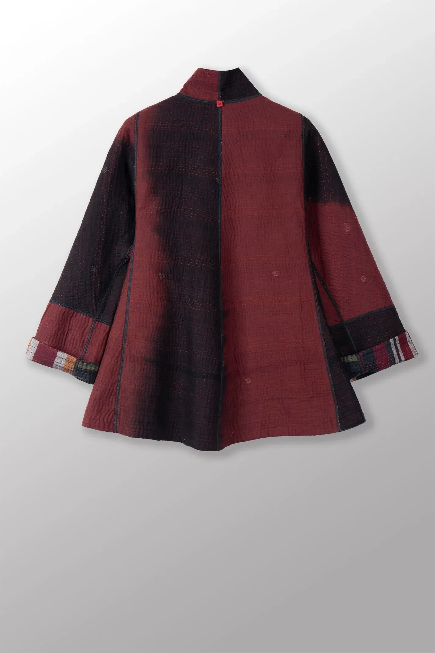 Woven Handloom Ikat With Ombre Kantha Flare Short Jacket