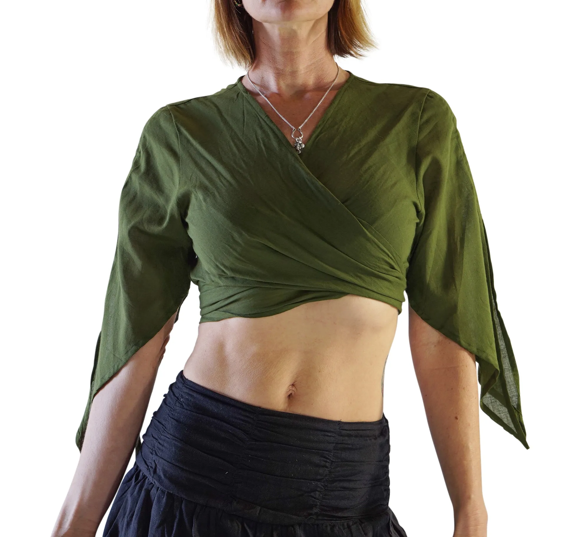 'Wrap Around Crop Top' Pirate Shirt - Green