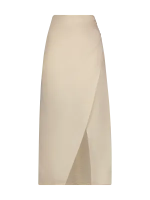 Wrap Draped Midi Skirt