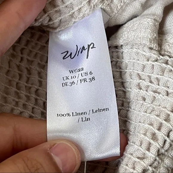 WRAP London Khaki Garment Dyed High Rise Stretch Waist Linen Shorts NWT size 6