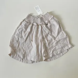 WRAP London Khaki Garment Dyed High Rise Stretch Waist Linen Shorts NWT size 6