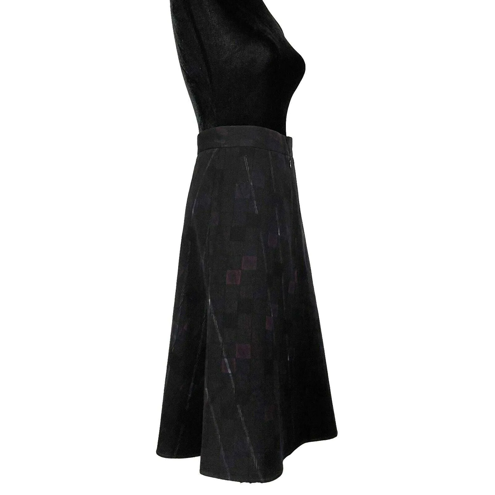 Yohji Yamamoto   Noir - Muted Plaid A-Line Skirt - Black Multi - Size 1