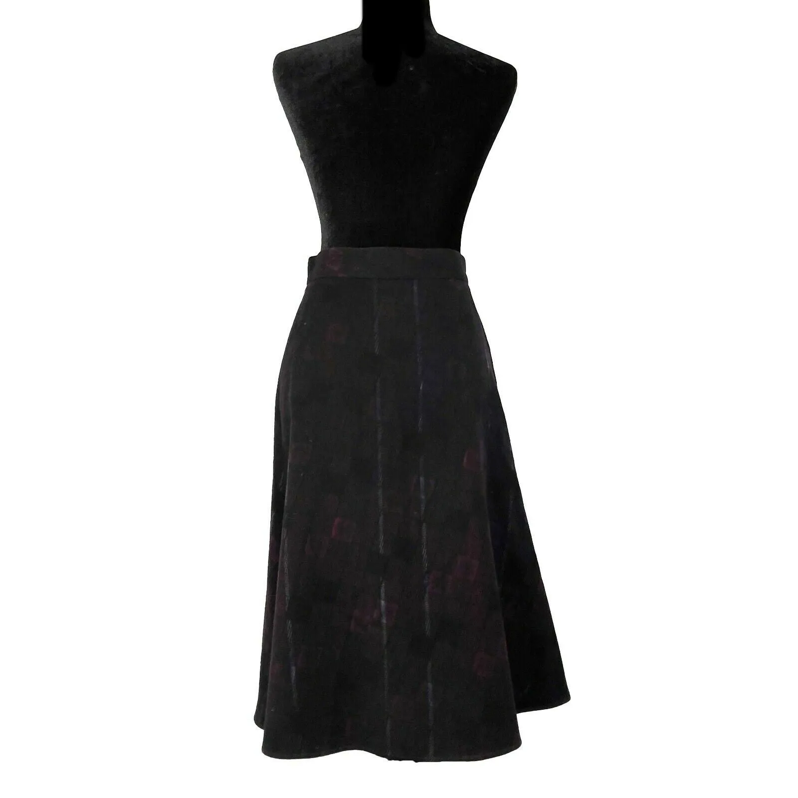 Yohji Yamamoto   Noir - Muted Plaid A-Line Skirt - Black Multi - Size 1