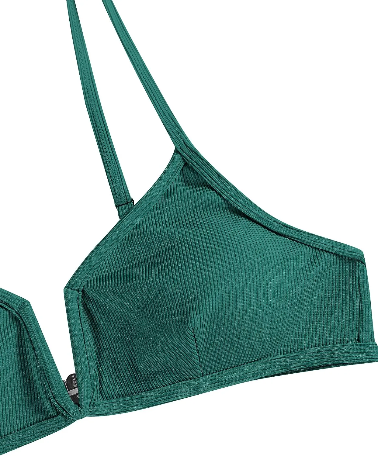 ZAFUL Women's High Cut Bikini Sets Ribbed V-Wire Cami Bikini Set